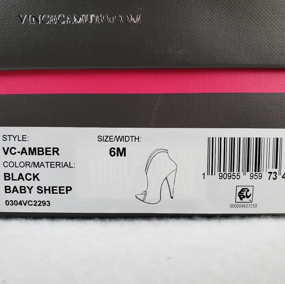 Vince Camuto Amber Black Leather Peep Toe Back Zip High Heel Boots Sz 6M. - Picture 9 of 10